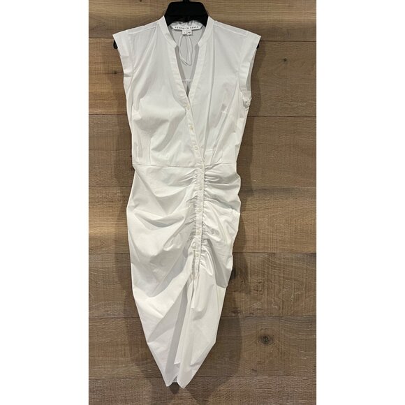 VERONICA BEARD Core Bell Ruched white Mini Shirt dress size 0 - Picture 3 of 6